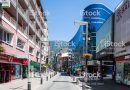 Andorra la Vella, Andorra - July 9, 2015: Street view with pedestrians of Andorra la Vella, the capital city of Andorra