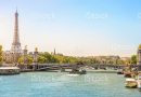 Eiffel Tower and Bridge Alexandre III over Seine River, Paris