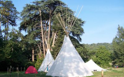 Tipi sous les grands arbres tipis canoë