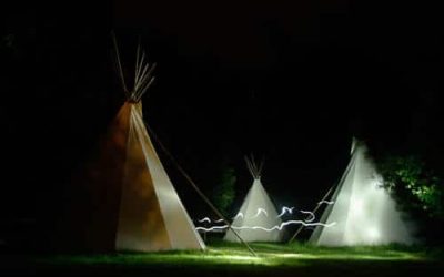 tipi et lightpainting nuit en tipi en canoë Ariège